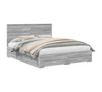 vidaXL Cadre de lit Gris Sonoma 160 x 200 cm Bois d'ingénierie, Cadre de lit Tendance, rectangulaire, Robuste, Rangement Malin, Moderne, Bois aggloméré pour Chambre Urbaine