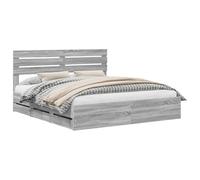 vidaXL Cadre de lit Gris Sonoma 200 x 200 cm Bois Ingénierie, Ensemble de Meubles Modernes, lit Design rectangulaire, Rangement Discret, Base à Lattes Pratique