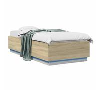 vidaXL Cadre de lit LED en chêne sonoma 80 x 200 cm Bois d'ingénierie
