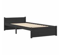 vidaXL Cadre de Lit Lit Adulte Lit Simple Cadre à Lattes sur Pied Sommier à Lattes Meuble de Chambre à Coucher 90x200 cm Bois Massif Noir