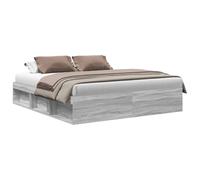 vidaXL Cadre de lit double moderne avec sommier à lattes et rangement Sonoma Gris 180x200 cm