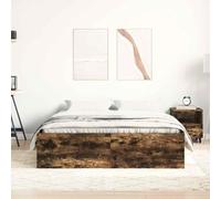 Vidaxl Cadre De Lit Sans Matelas Chêne Fumé 160x200 Cm
