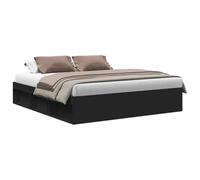 vidaXL Cadre de lit double moderne 200x200 cm noir avec sommier à lattes et rangement