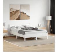 vidaXL Cadre de Lit, Lit Double avec Sommier à Lattes, Lit Adulte, Meuble Chambre à Coucher, Moderne, Blanc 120x190 cm Bois 844750