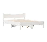 vidaXL Cadre de Lit, Lit Double avec Sommier à Lattes, Lit Adulte, Meuble Chambre à Coucher, Moderne, Blanc 120x190 cm Bois 844750