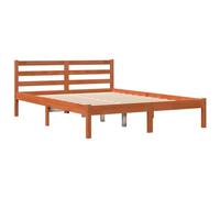 Cadre de Lit, Lit Double avec Sommier à Lattes, Lit Adulte, Meuble de Chambre à Coucher, Cire Marron 140x190 cm Bois de Pin Massif