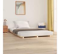 Vidaxl Cadre De Lit 135x190 Cm Bois De Pin Massif Marron