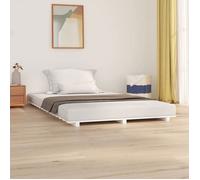 vidaXL Cadre de lit Lit double avec sommier à lattes Bois de pin massif Blanc 140x190 cm