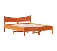 vidaXL Cadre de Lit, Lit Double avec Sommier à Lattes, Lit Adulte, Meuble de Chambre à Coucher, Moderne, Cire Marron 140x200 cm Bois de Pin Massif