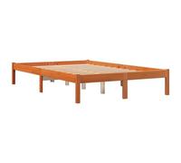 vidaXL Cadre de lit 140x190 cm en bois de pin massif cire marron 844845