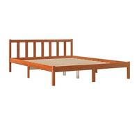 vidaXL Cadre de Lit, Lit Double avec Sommier à Lattes, Lit Adulte, Meuble de Chambre à Coucher, Moderne, Cire Marron 160x200 cm Bois de Pin Massif