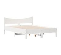 vidaXL Cadre de Lit, Lit Double avec Sommier à Lattes, Lit Adulte, Meuble de Chambre à Coucher, Moderne, Blanc 120x200 cm Bois de Pin Massif