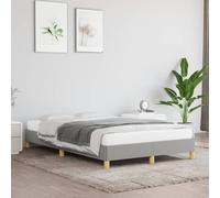 vidaXL Cadre de lit rembourré pour chambre à coucher, cadre de lit avec sommier à lattes, lit double, lit double, en tissu gris clair 120 x 190 cm