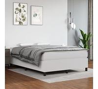 Cadre de Lit, Lit Rembourré, Lit Double avec Sommier à Lattes, Lit Adulte de Chambre à Coucher, Moderne, Blanc 140x190 cm Similicuir