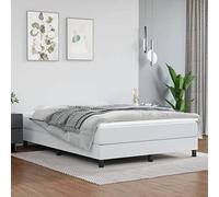 Cadre de Lit, Lit Rembourré, Lit Double avec Sommier à Lattes, Lit Adulte de Chambre à Coucher, Moderne, Blanc 140x190 cm Similicuir