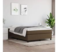 vidaXL Bedframe zonder matras stof donkerbruin 140x190 cm3120857 Marron G