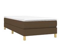 vidaXL Cadre de Lit, Lit Rembourré, Lit Simple avec Sommier à Lattes, Lit Adulte de Chambre à Coucher, Moderne, Marron Foncé 90x200 cm Tissu
