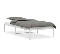 vidaXL Cadre de Lit, Lit Simple avec Sommier à Lattes, Lit Adulte avec Pied, Meuble de Chambre à Coucher, Moderne, Métal Blanc 90x200 cm