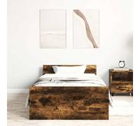 vidaXL Cadre de Lit, Lit Simple avec Sommier à Lattes, Lit Adulte, Meuble de Chambre à Coucher, Moderne, Chêne Fumé 90x190 cm Bois d'Ingénierie