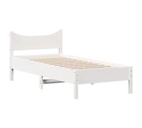vidaXL Cadre de Lit, Lit Simple avec Sommier à Lattes, Lit Adulte, Meuble de Chambre à Coucher, Moderne, Blanc 90x200 cm Bois de Pin Massif
