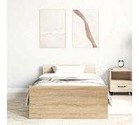 vidaXL Cadre de Lit, Lit Simple avec Sommier à Lattes, Lit Adulte, Meuble de Chambre à Coucher, Moderne, Chêne Sonoma 90x190 cm Bois d'Ingénierie