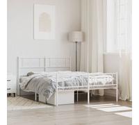 Vidaxl Cadre De Lit M¿¿Tal Avec T¿ºte De Lit/Pied De Lit Blanc 120x190cm Blanc