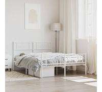 Vidaxl Cadre De Lit M¿¿Tal Avec T¿ºte De Lit/Pied De Lit Blanc 150x200cm Blanc