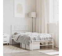 Vidaxl Cadre De Lit M¿¿Tal Avec T¿ºte De Lit/Pied De Lit Blanc 90x190 Cm Blanc