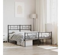 Vidaxl Cadre De Lit M¿¿Tal Avec T¿ºte De Lit/Pied De Lit Noir 120x200 Cm Noir