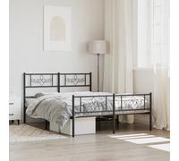 Vidaxl Cadre De Lit M¿¿Tal Avec T¿ºte De Lit/Pied De Lit Noir 140x190 Cm Noir