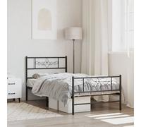 Vidaxl Cadre De Lit M¿¿Tal Avec T¿ºte De Lit/Pied De Lit Noir 90x200 Cm Noir