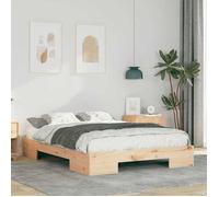 vidaXL Cadre de lit au sol en bois de pin massif, 140 x 190 cm. Finition peinte, texture lisse. Mobilier parfait pour ta 873034