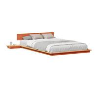 vidaXL Cadre de lit 140x190 cm Marron en bois – ensemble moderne avec table de chevet