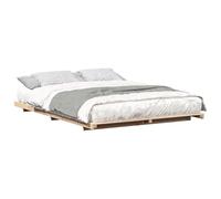vidaXL Cadre de lit en pin massif – style Japandi – 150 x 200 cm, marron, bas, finition mate
