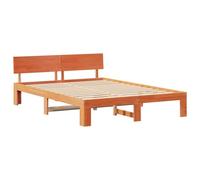 vidaXL Cadre de lit Marron ciré 160X200 cm en Bois de pin Design Minimaliste Solution de Sommeil Durable lit Plateforme Base de Matelas 200 Rangement Simple élégant