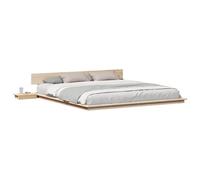 vidaXL Cadre de lit Marron 200 x 200 cm Bois, Chambre Moderne, Cadre de lit rectangulaire avec Table de Chevet, mobilier Minimaliste pour Un Style Chic