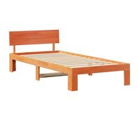 vidaXL Cadre de lit Marron 90 x 190 cm Bois de pin Massif, Lit Moderne pour Chambre, Cadre rectangulaire, Design épuré, mobilier Durable et Pratique, Look élégant