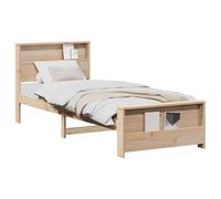 vidaXL Cadre de lit Marron 90 x 200 cm Bois d'ingénierie, Cadre de lit en pin Moderne, Design Minimaliste Robuste, Meuble qualité Fonctionnel et stylé