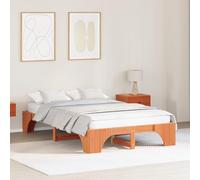 vidaXL Cadre de lit Marron Cire 140 x 190 cm Bois Massif en pin, Station de Sommeil Moderne, lit Flexible pour Un relooking de Chambre, Cadre stylé, Structure Solide pour des Nuits paisibles.
