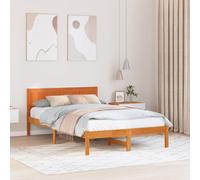 Vidaxl Cadre De Lit Marron Ciré Marron Ciré Bois Massif 120 X 200 Cm