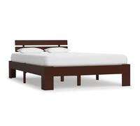 vidaXL Cadre de lit Bois de pin massif Marron foncé 140 x 200 cm