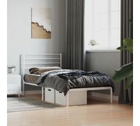 Vidaxl Cadre De Lit Métal Avec Tête De Lit Blanc 100x200 Cm Blanc