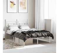 Vidaxl Cadre De Lit Métal Avec Tête De Lit Blanc 120x190 Cm Blanc