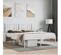vidaXL Cadre de lit métal avec tête de lit blanc 140x190 cm