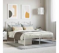 Vidaxl Cadre De Lit Métal Avec Tête De Lit Blanc 140x190 Cm Blanc