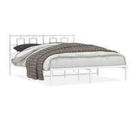 vidaXL Bedframe met hoofdbord metaal wit 150x200 cm374292 Blanc G