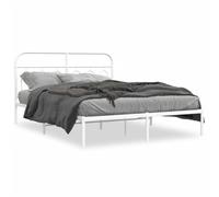 vidaXL Cadre de lit métal avec tête de lit blanc 150x200 cm Blanc