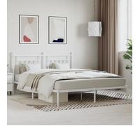 vidaXL Cadre de lit métal avec tête de lit blanc 160x200 cm 353589