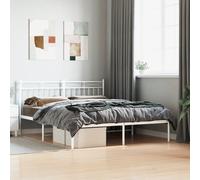 Vidaxl Cadre De Lit Métal Avec Tête De Lit Blanc 160x200 Cm Blanc
