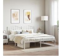vidaXL Cadre de lit métal avec tête de lit blanc 180x200 cm 373842